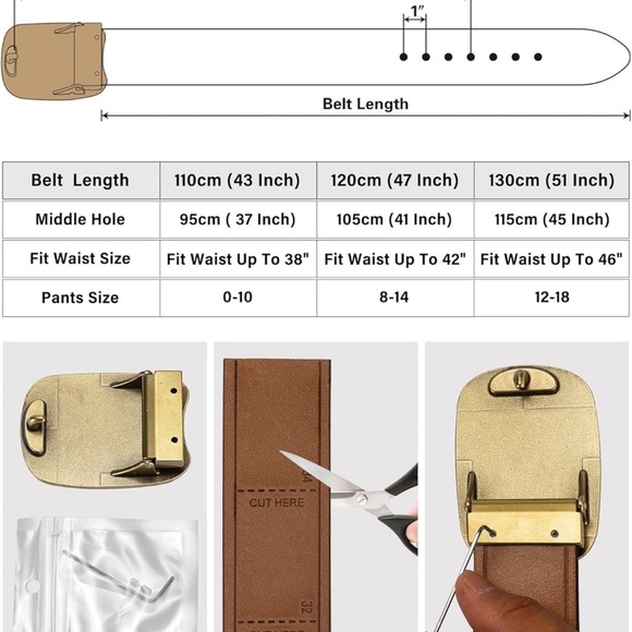 Brown Leather Belt with Western Buckle - Picture 5 of 5